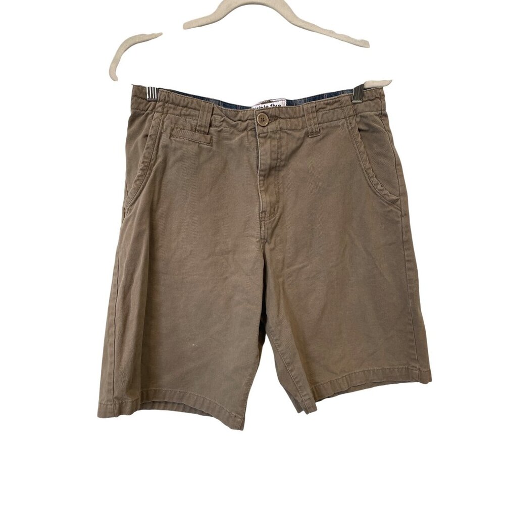 Triple Five Soul Flat Front Chino Shorts Size 34 Brown Tan Cotton Outdoor Active
